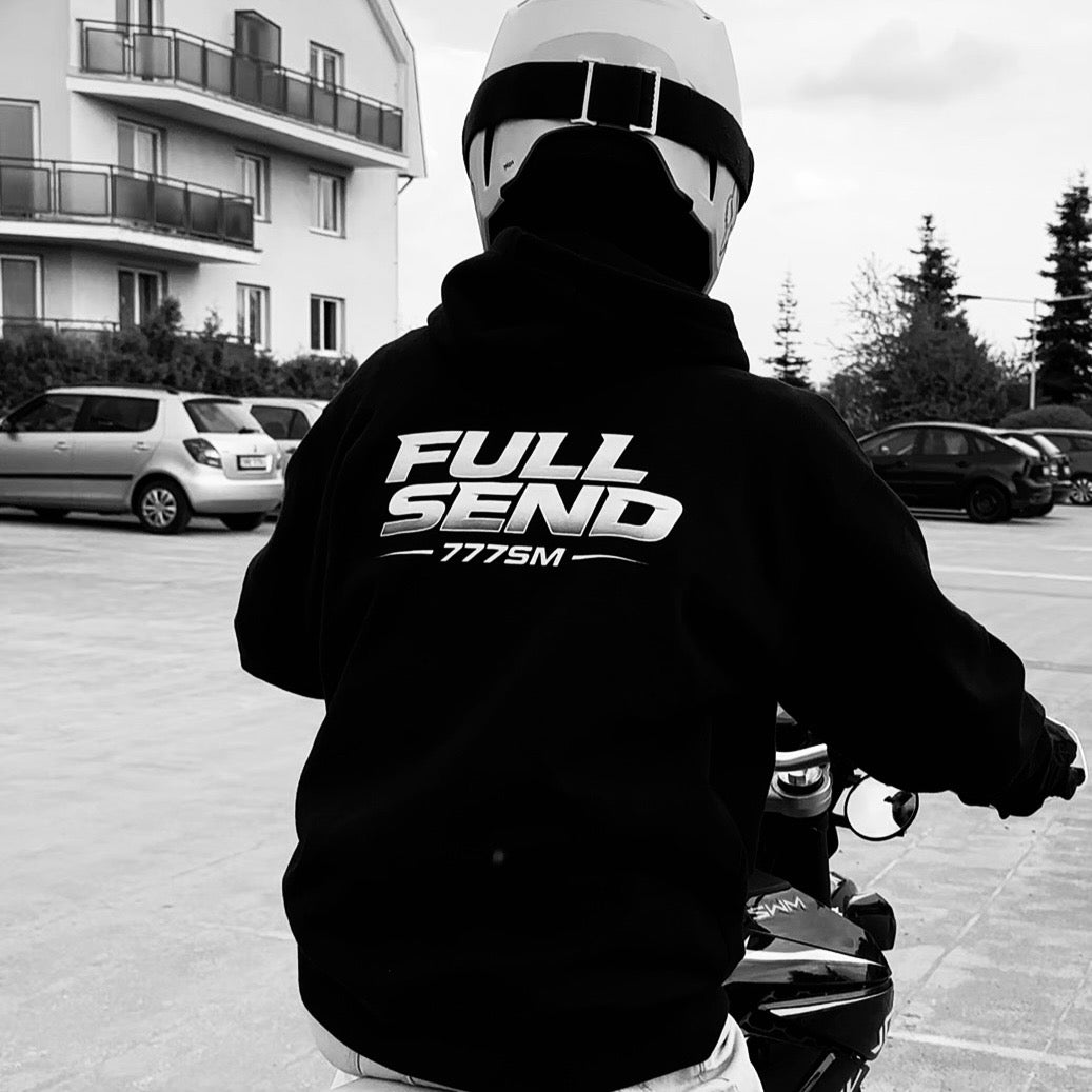 777SM Full Send Chrome Hoodie lifestyle back photo